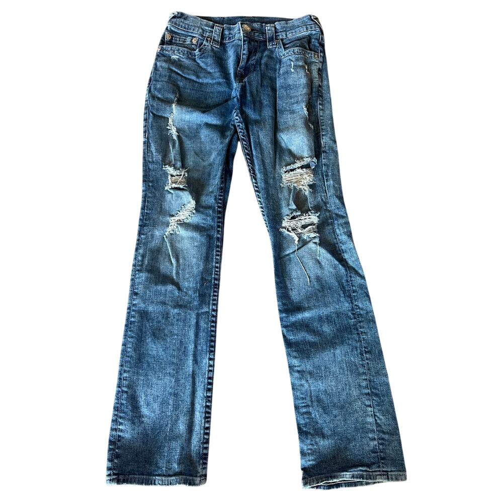 True Religion Relaxed Straight Denim Jeans, Distressed, Men's size 29